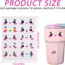 10 Sheet Colorful Cartoon Face Expression Stickers Assorted Funny Eyes Mouth Designs for Water Bottles Suitcases Notebooks DIY Crafts Party Supplies Decorations