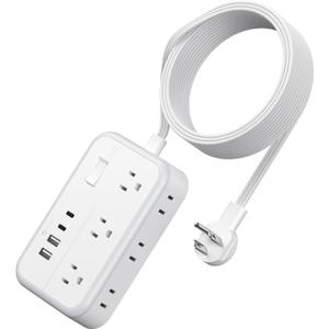 Extension Cord 15 ft, Power Strip with 6 Outlets 4 USB Charger(2 USB C Port), Flat Plug Outlet Extender Long Cord, Protection for Indoor, Home, Office Supplies, Dorm Room Essentials
