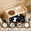 2026 New Elevated Cat Bowls with Food Mat, Adjustable Height & Angle Raised Cat & Dog Bowls Stand for Food and Water, Cat or Small Dog Feeding Station, 2 Ceramic Bowls for Cats and Puppy(Natural Wood)