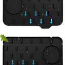 2 Pieces Black Faucet Guard & Draining Mat 8.3" Mini Splash Guard Faucet Handle Drip Catcher Tray Mat for Kitchen & Bathroom Sink Small Kitchen Sink Splash Guard for Placing Dish Soap Sponge