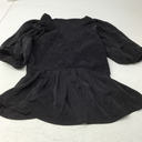 LYANER Women's Crewneck Long Sleeve Peplum Frill Solid Tee Shirt Blouse Top Black Small