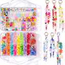 DIY Bag Charm Making Kit Bead Keychain Making Kit Letter Beads for Christmas Party, Family Activity Art Craft Bag Charm for Jewelry Making Supplies Personalized Alphabet A-Z Beads DIY Crafts