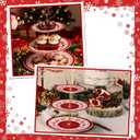 Lallisa 3 Tier Christmas Cake Stand 10", 9" and 7" Ceramic Snowflake Elk Cupcake Display Holder Tower for Xmas Theme Party Serving Food Cake Desserts Treats Holiday Decoration