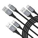 USB C Cable 3-Pack(3ft/6ft/6ft), USB A to USB C Fast Charger Cord Nylon Braided Compatible with 16/15/Plus/Pro/Pro Max，Galaxy S25 S24 S23 S22 A51 S10 S9, and Other USB C Devices-Black