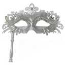 Masquerade Mask, Glitter Carnival Mask with Plumes, Mardi Gras Costume Accessory, White