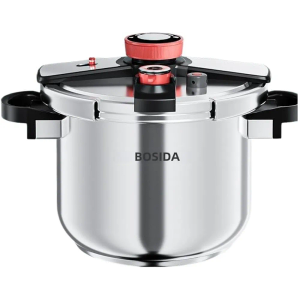 Stainless Steel Pressure Cooker Secure locking System, One Hand System, Cookware, Pots and Pans, Kitchen, Dishwasher Safe, Steam Rack Included (8 Quarts)