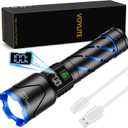 Rechargeable Flashlights High Lumens - 100000 LM, 5000mAh Battery with LCD Display, 3 Modes, Zoomable & IP67 Waterproof - for Camping, Dog Walking, Emergencies (Black)