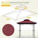 Grill Gazebo Replacement Canopy Top, 5'x8' Double Tiered Replacement Canopy Roof, Grill Shelter Cover Roof Fit for Gazebo Model L-GG001PST-F (Red)