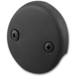 Dual Hole Bathtub Drain Overflow Plate with Two Matching Screws, Easy to Install, Matte Black