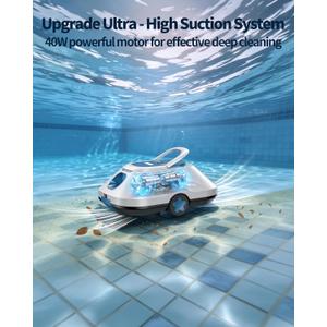 2026 Update WITBOX Cordless Robotic Pool Cleaner, C2 Automatic Pool Cleaner with Dual Motor,210-Min Runtime,Pool Vacuum for Above Ground Pool Up to 2200Sq.Ft,2.7L Filter Basket,Auto-Parking,Light Blue