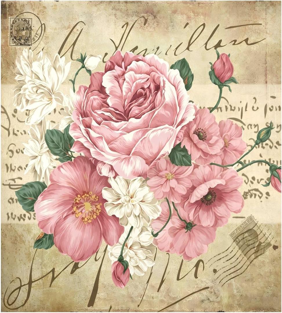 Vintage Shabby Chic Pink Rose Flowers Magnetic Sticker Dishwasher Door Cover Kitchen Cabinet Panels, Fridge Manget, Home Appliances Decor Decals 23" W x 26" H
