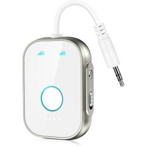 Swiitech Bluetooth Transmitter Receiver, 2-in1 Wireless Adapter for Airplane, Bluetooth 5.3 Transmitter for TVs, Gym Equipment, Cars,Use with 3.5mm Jack and RCA Cable