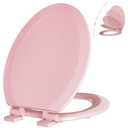 Angol Shiold Slow Close Wood Toilet Seat（Pink, Elongated 18.5''）