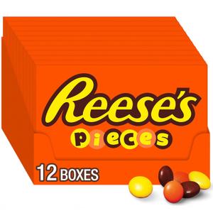 REESE'S PIECES Peanut Butter in a Crunchy Shell, Candy Boxes, 4 oz (12 Count) (EXP 12/01/26)