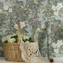 3 x HeloHo 16.14" X 393.7" Green Floral Wallpaper Peel and Stick Self Adhesive Removable Wallpaper Waterproof Contact Paper for Living Room Bedroom Decor