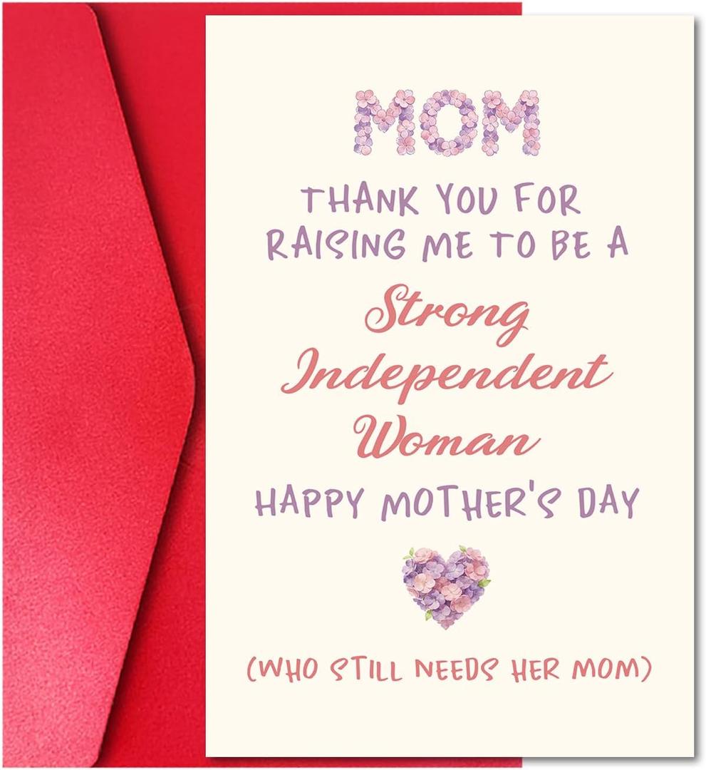 3 x Mother's Day Card for Mom from Daughter, Heartfelt Greeting Card with Red Pearlescent Envelope, Blank Inside, 8" x 5.3" (#029)