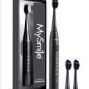 MySmile DY156 Electric Toothbrush for Adults, Rechargeable Sonic Battery Toothbrush Portable with 3 Brush Heads, 2 Mins 5 Modes Smart Timer, 45000VPM, One Charge for 60 Days Black
