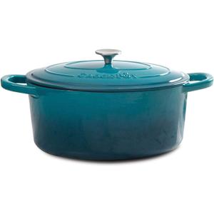 Crock-Pot Artisan 7-Quart Oval Enameled Cast Iron Dutch Oven  Teal Ombre, Durable Cookware for Slow Cooking, Roasting, Baking with Lid
