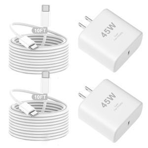 iPhone 17 16 Pro Max Charger Fast Charging,2Pack 45W USB C Super Fast Charger & 10FT Long Type C Charging Cable Cord for iPhone 17 Pro Max/17 Pro/17 Air/17/16 Pro Max/15,iPad Pro/Mini/Air,Galaxy S25 (White)
