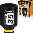 ELEAD 35 mm Socket 1/2" Drive Deep Impact Socket, Metric 6 Point 1/2-inch Drive Impact Axle Nut Sockets, CR-MO Nut Socket Set, Oil Filter Sockets, Tools for Easy Removal of Axle Shaft Nuts