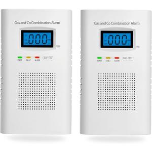 1 Pack Combination Gas & Carbon Monoxide Detectors - Plug in CO Alarm & Natural Gas Detector with Digital Display, CO Detector & Combustible Gas Detector for Home, Easy to Read