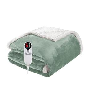Electric Heated Blanket Throw Size 50"x60", Soft Flannel with Overheat Protection, 9 Adjustable Heat Settings & 10-Hour Auto-Off Timer, Fast Heating for Winter Comfort, Light Green