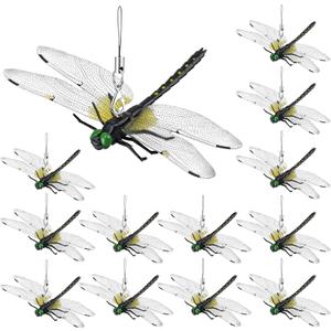 12Pcs Dragonfly Clip, 3D Outdoor Dragonfly Decor Clip, Dragonfly Bug Repellent for Garden Decor and Hat, Outdoor Decoration Yard Ornaments