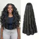 Pure Protein Fiber French Curl Braiding Hair Close to Human Hair 22 Inch 8 Packs Pre Stretched French Curl Crochet Braids Loose Wavy Hair Extensions for Black Women(22Inch,1B)