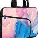 XMBFZ Laptop Sleeves 14 15 15.4 15.6 Chromebook Case Notebook Sleeve PC Messenger Bag Tablet Case Neoprene Handle Sleeve for Men Women, Two Pockets (Marble)