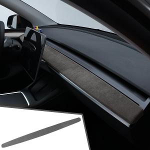 Black Interior Trim Sticker Dashboard Cover Center Console Panel Wrap Styling Moulding Decor Accessories for Alcantara Tesla Model 3 2017-2023 Model Y 2020-2023 Made of for Italian Suede