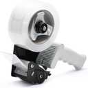 Packing Tape Dispenser Gun, Pacific Mailer 2 Inch Tape Gun Dispenser with 2 Inch Carton Packing Tape, Lightweight Industrial Side Loading Tape Dispenser - Black