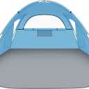 Beach Tent Sun Shelter, Beach Shade Tent with UPF 50+ UV Protection for 2-3 Person, Portable & Easy Setup Cabana, 3 Roll Up Doors & 8mm Fiberglass Rods, Carry Bag Included