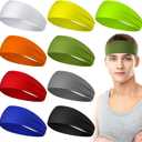 9 pcs Sweatbands for Men Workout Sport Headbands for Men Camo Headband Sweat Absorbing Headband Wide Sweatband for Head Basketball Football Cycling Running Yoga, 4.7 x 9.8 Inch