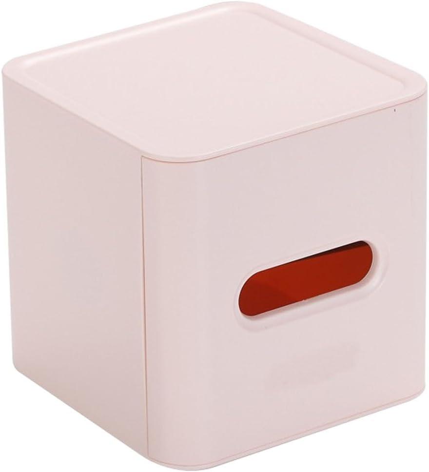 Kichvoe Pink Square Roll Tray Tissue Box Cover with Storage Holder for Bathroom Dresser and Living Room