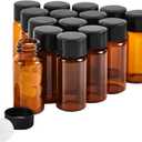 15 PCS 10ML Amber Small Liquid Sample Glass Vials with Screw Caps,0.34OZ 22x52mm Leak-Proof Vial, 18-400 Black Screw Cap with PE Liners for Lab, Essential Oil, Perfume, Reagents