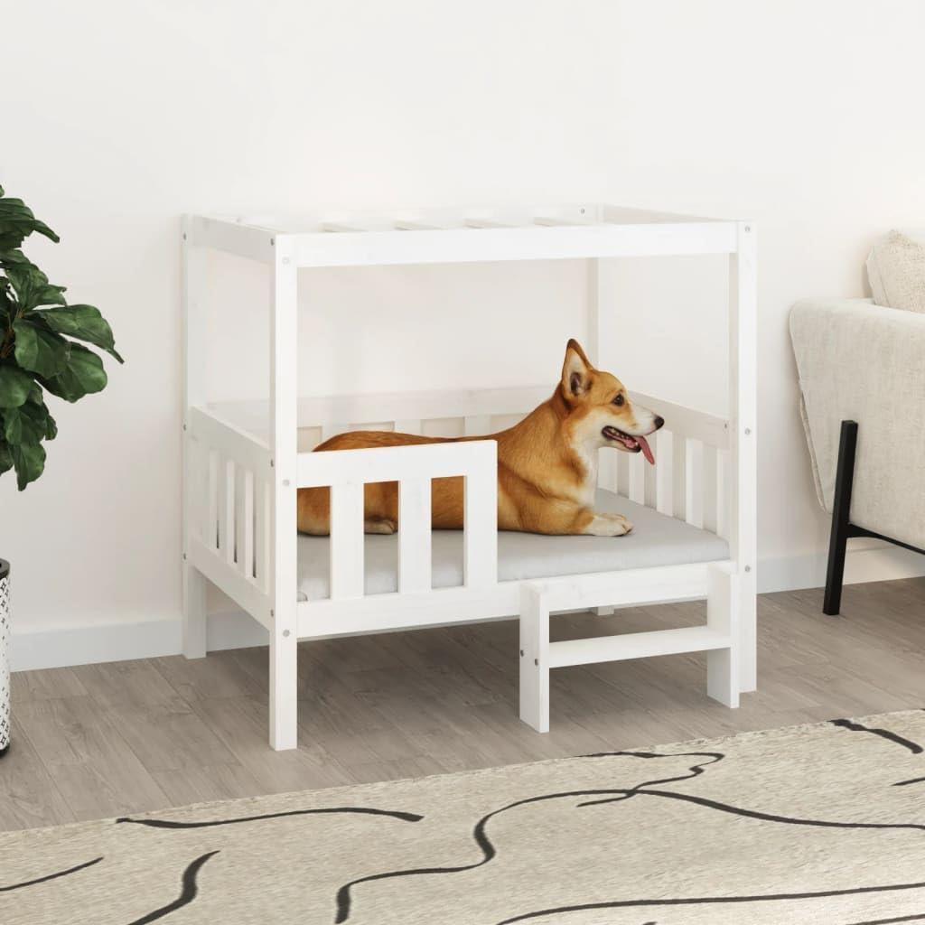 Solid Wood Dog Bed for Medium Breeds, Large Sleeping Area 28.9x37.6x35.4 Inches, Easy Assembly with Screwdriver, Sturdy Pinewood Frame, Minimalist Style Indoor (95.5 x 73.5 x 90 cm & White, White)