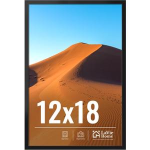 LaVie Home 12x18 Picture Frame for Wall Display, 12x18 Black Picture Frame with HD Plexiglas, 12 x 18 Poster Frame 1 Pack, Display Frame for Vertical or Horizontal, Classic Collection
