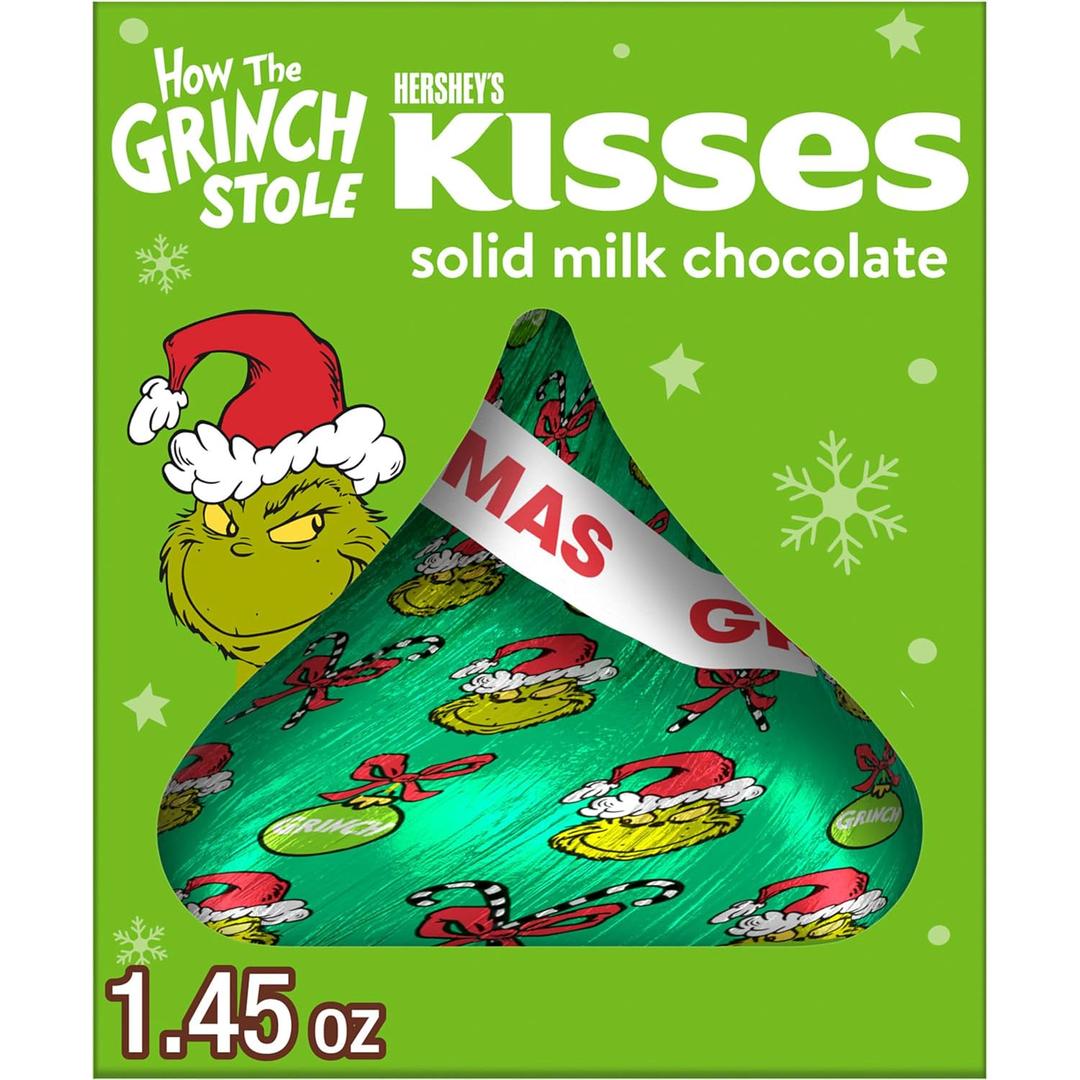 2 x HERSHEY'S KISSES Grinch Solid Milk Chocolate, Small Box, 1.45 oz, Expiry: 06/01/26