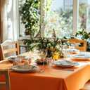 Pureegg Plastic Table Cloth Disposable 8 Pack, 54 x 108 Inch Table Cloths, Halloween Party, Thanksgiving Decorations, Harvest, Fall Tablecloths, Rectangle Tables, Leakproof & Sturdy, Orange