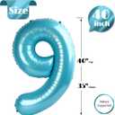 Pearlescent Blue Number 9 Balloon 40 Inch, 9 Balloon Number, 9th Birthday Decorations, Pearlescent Blue Party Supplies for Boys Girls