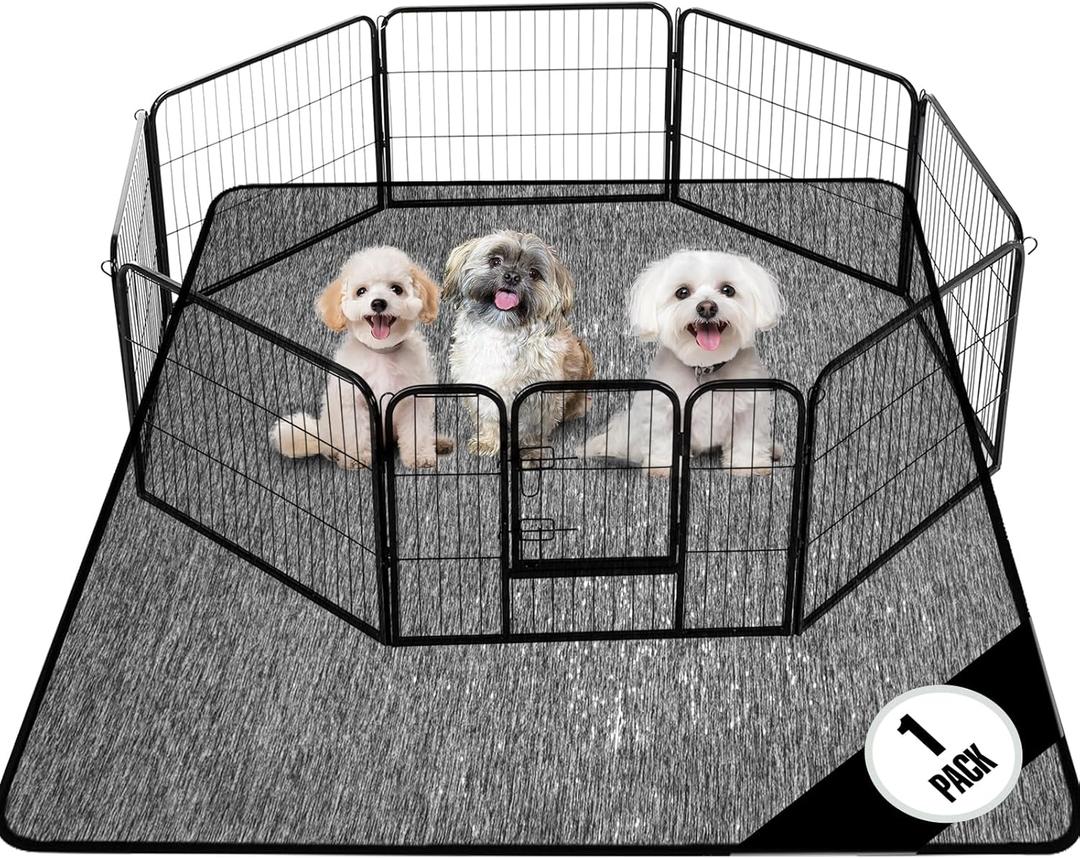 PUPIBOO Washable Pee Pads for Dogs and Cats - Super Absorbent Reusable Puppy Training Pads - 100% Waterproof, Leak-Proof & Non-Slip Whelping Pads for Pet Housebreaking (72 x 72 Inch (Pack of 1), Grey Fleece)