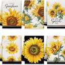 Oudain Sets of 6 Sunflower Kitchen Towels Spring Summer Flower Floral Sunshine Dish Hand Tea Towels Vintage Dishcloths Kit Novelty Gifts for Party Holiday Supply Bathroom Housewarming