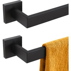 KOKOSIRI 20-Inch Single Towel Bar, Bathroom Kitchen Towel Holder, Wall Mounted SUS304 Stainless Steel Towel Rack 2 Pack, Matte Black, B4003BK-L20-P2