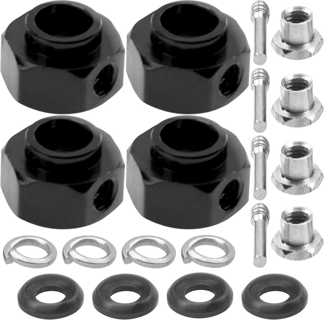 ShareGoo Aluminum RC 12mm Hex Extended Wheel Hex Hub Extension 6mm Offset Spacers Compatible with Traxxas TRX4 TRX6 1/10 RC Crawler (6mm, Black)