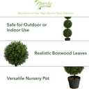 Nearly Natural 36in Artificial Triple Ball Boxwood Topiary Tree - Indoor Outdoor Realistic Faux Greenery for Home Patio Office Decor, Low Maintenance