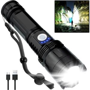 Flashlight Rechargeable 2 Pack, LED Flashlights High Lumens, 99,000 Lumen Super Bright FlashLights, 5 Modes Adjustable Powerful Handheld Flash Light for Home, Outdoor, Waterproof