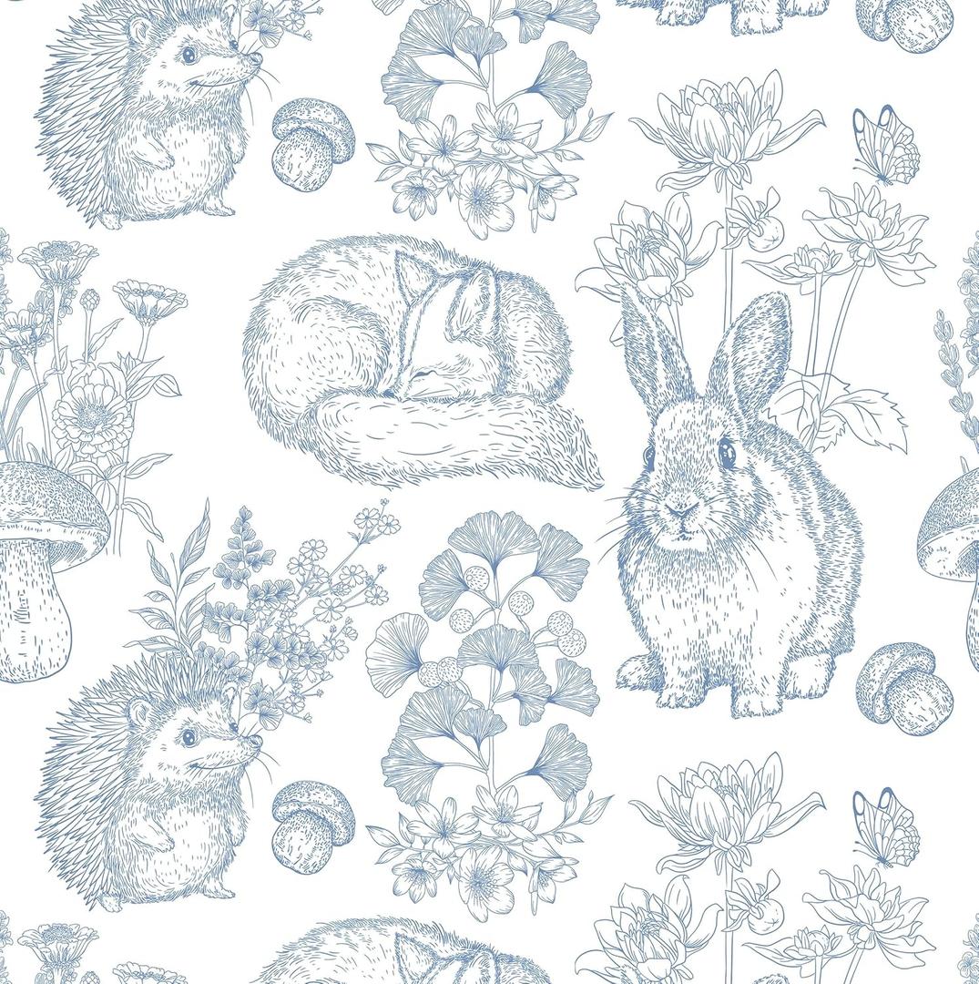 Hopepak 17.3''x394'' Peel and Stick Wallpaper Modern Self Adhesive Removable Wall Paper Blue Cute Animal Waterproof Contact Paper for Bedroom Bathroom Cabinets Decor Vinyl