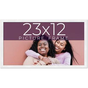 23x12 Frame White Real Wood Picture Frame Width 0.75 Inches | Interior Frame Depth 0.5 Inches | Bianca Mid Century Photo Frame Complete with UV Acrylic, Foam Board Backing & Hanging Hardware