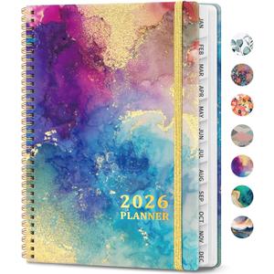 2026 Planner, Weekly and Monthly Calendar Planner Book, January 2026 - December 2026, Hardcover Spiral Planner with Monthly Tabs, Notes Pages, Perfect for Women & Men, A4 (8.5" x 11") - Gold