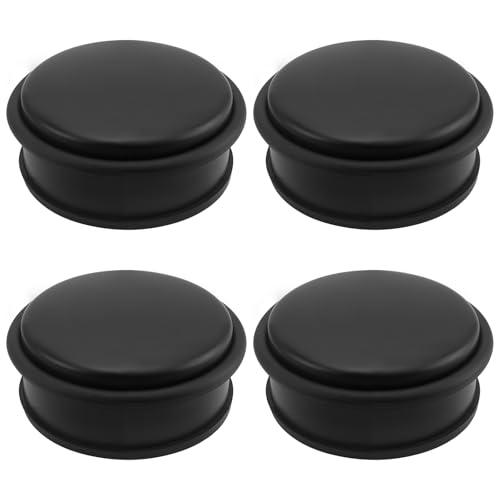 KEILEOHO 2 PCS 1KG Heavy Duty Floor Door Stopper, No Drill Stainless Steel Door Stop Anti-Skid Rubber, Black Door Wedge Stop for Office, Home,